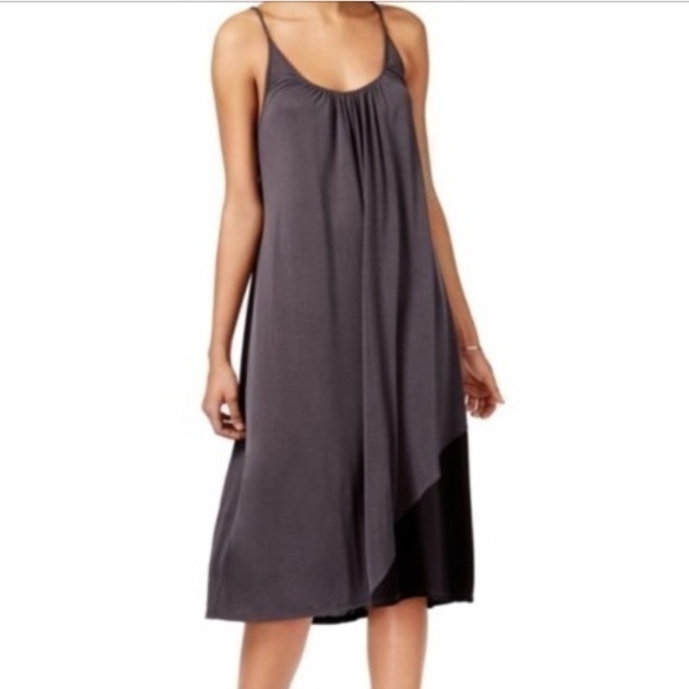 Rachel Roy Mixed Media Pleated Neckline Tank Dress